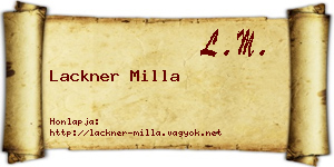Lackner Milla névjegykártya